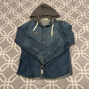 Hollister Mens Denim Shirt With Hood